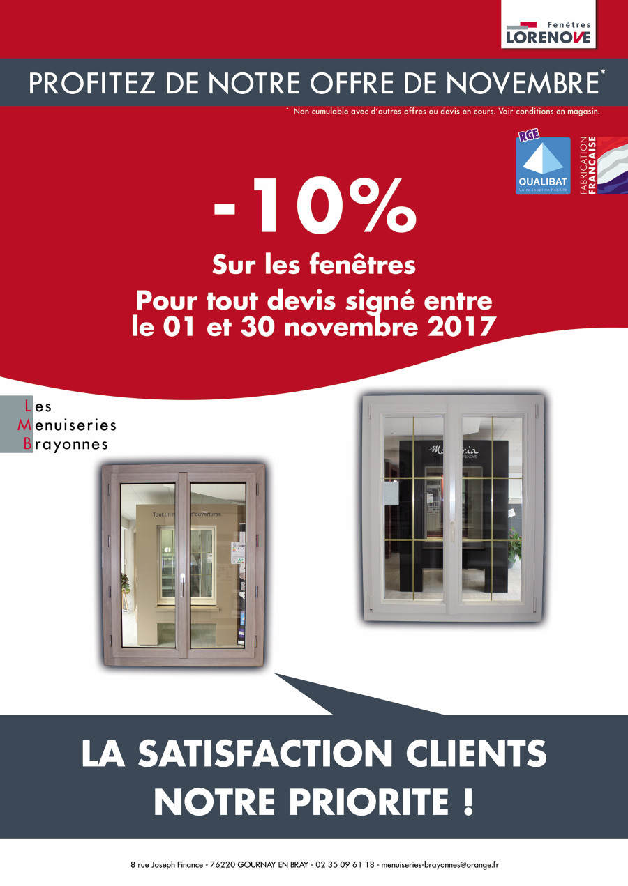 OFFRE DE NOVEMBRE - Remise de -10% sur les fenêtres LORENOVE !