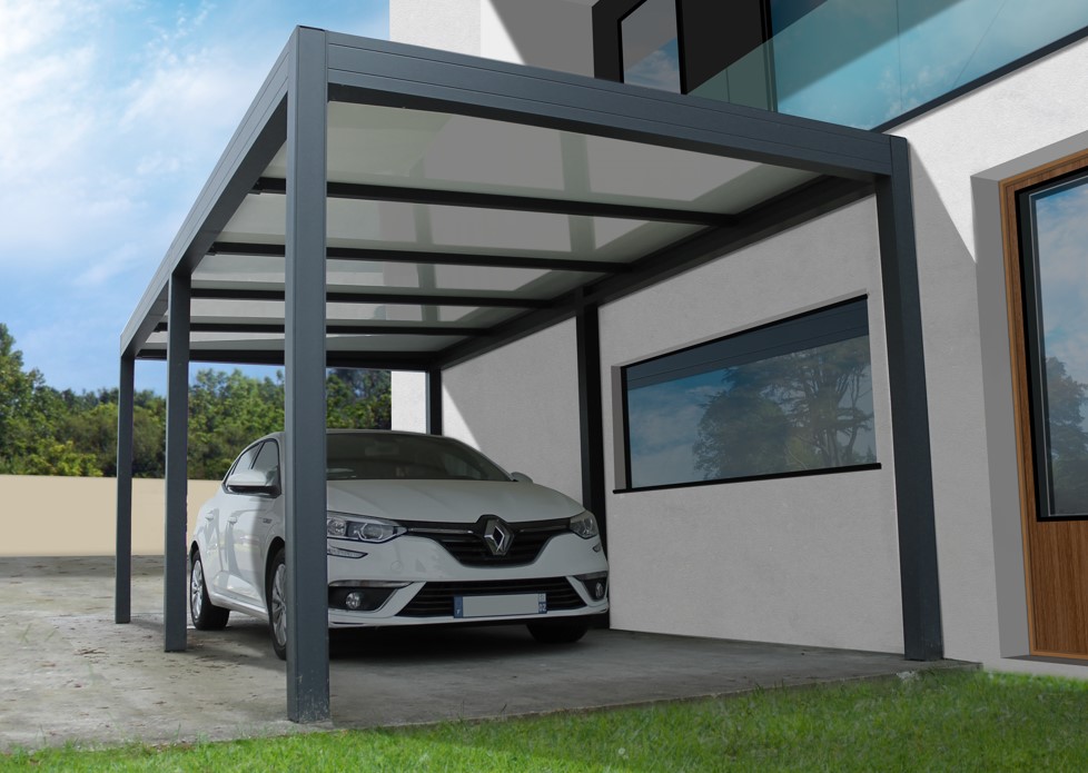 Carport en aluminium toit plat